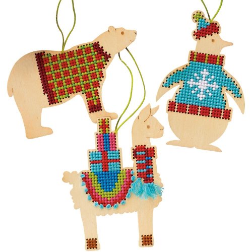 (image for) Animal Wood Ornament Kit Set Of 3